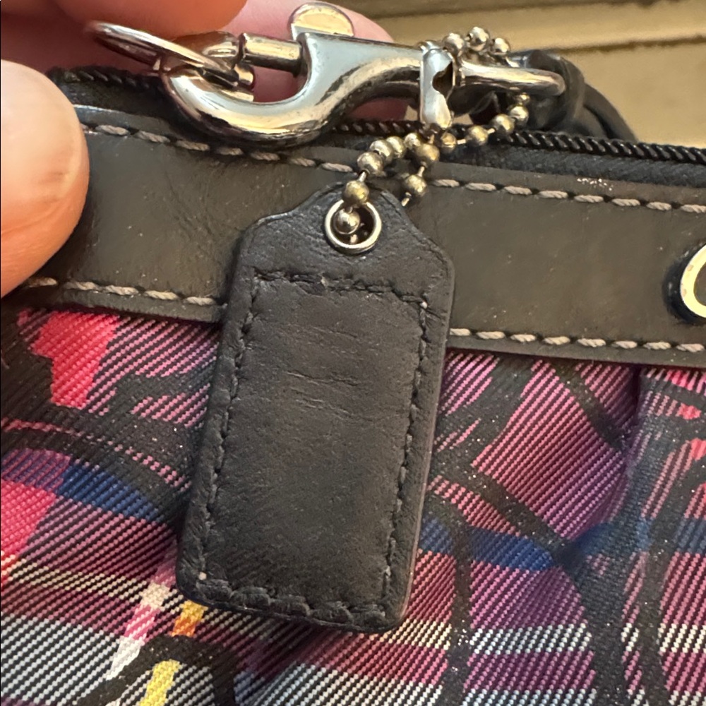 Coach Signature Plaid Wristlet - Red and Black - Picture 4 of 5